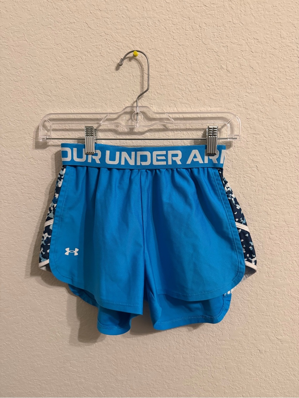 Under Armour Bright Blue Women's Athletic Shorts with Patterned Side Panels